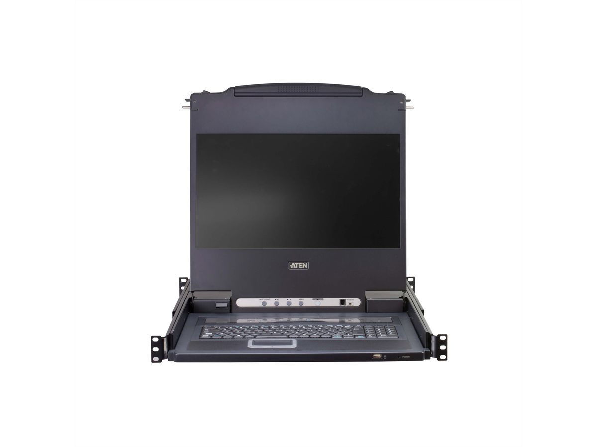 ATEN CL5708MW (D) 43cm wide LCD KVM Switch, USB-PS/2,VGA, 8-poorts, Toetsenbord indeling Duits