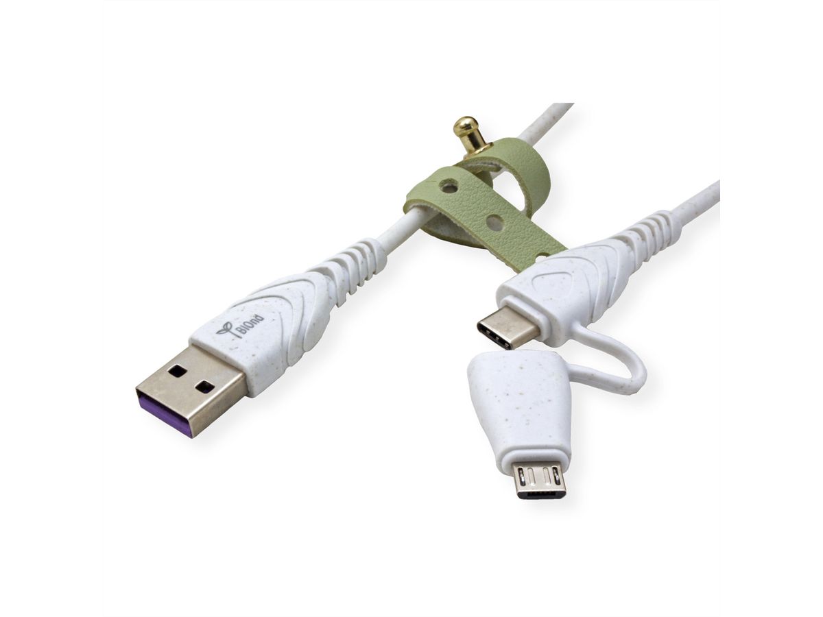 BIOnd BIO-12-TCM USB-C naar Type-C+Micro 3A Kabel, 1,2 m