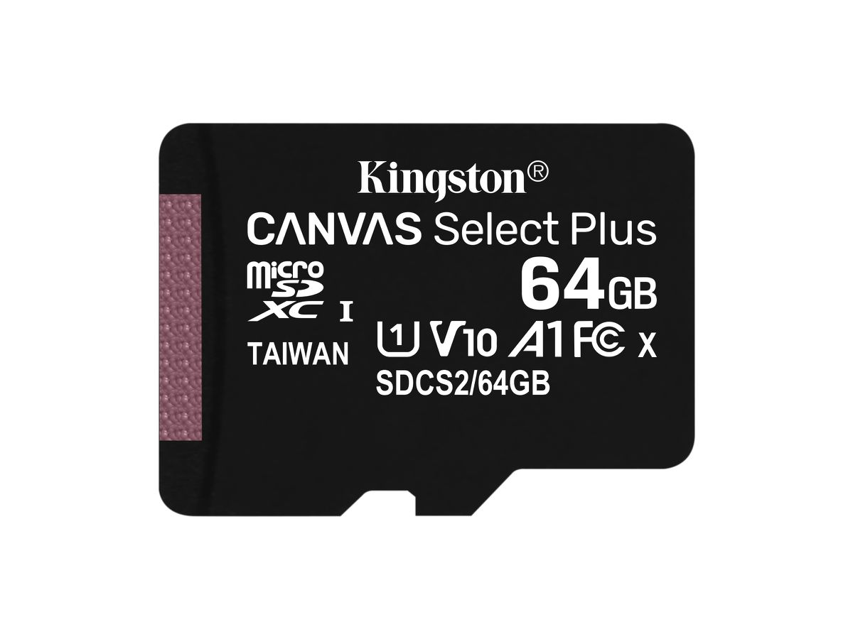 Kingston Technology 64GB micSDXC Canvas Select Plus 100R A1 C10 enkel pakket zonder ADP