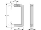 SCHROFF-handgreep uit één stuk, breedte 12,2 mm, zwart geanodiseerd, 249 mm