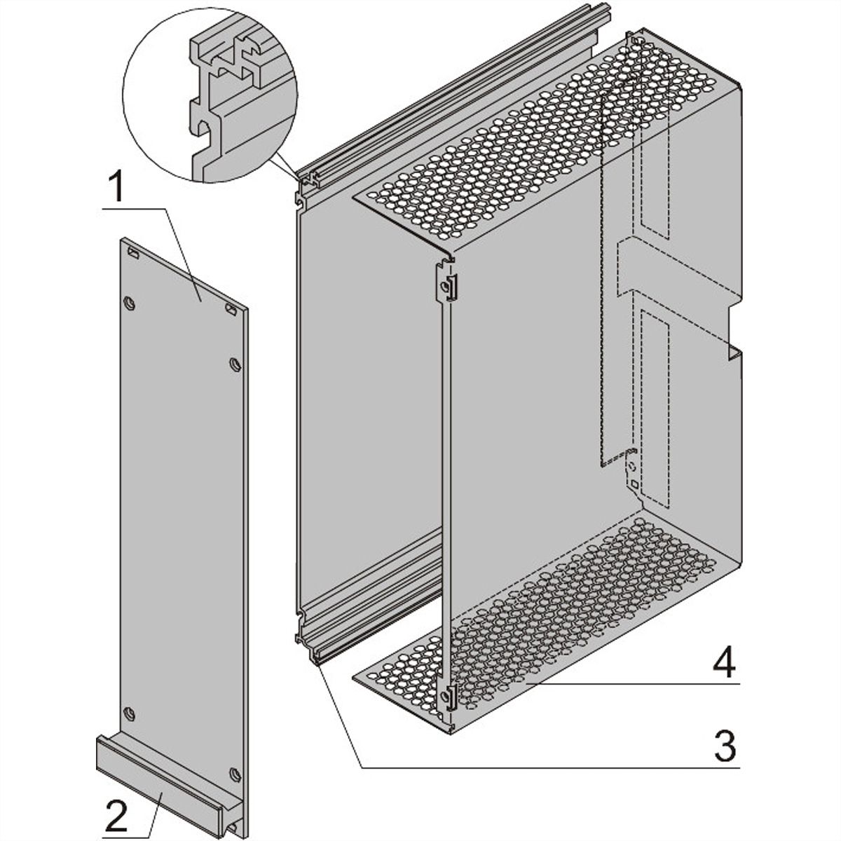 SCHROFF-frame insteekmodule PRO-set, met kap, niet-afgeschermd, 6 HE, 7 HE, 227 mm