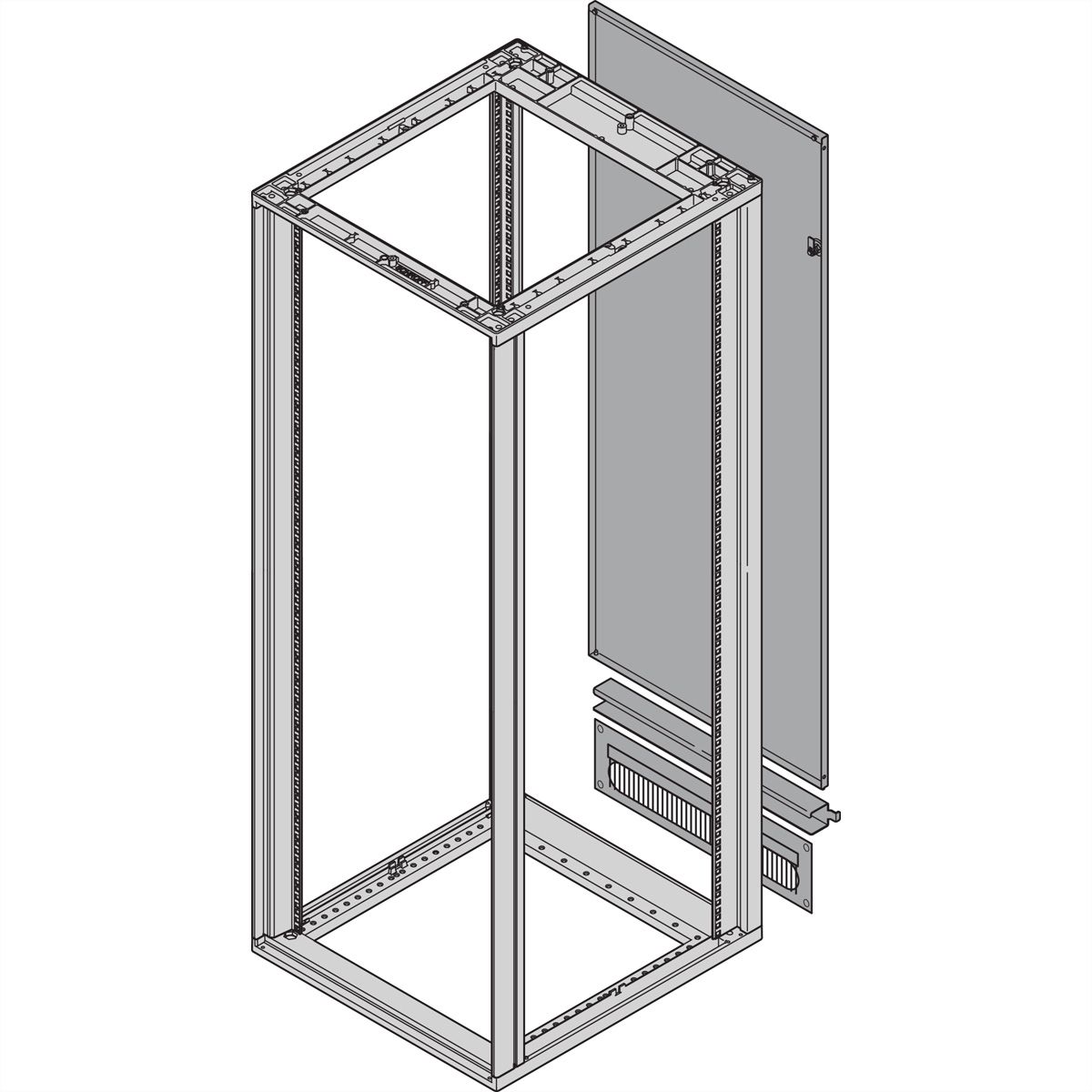 SCHROFF Novastar achterwand met kabelgoot, RAL 7021, 43 U 553W