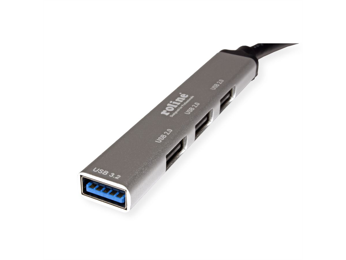 ROLINE USB 3.2 Gen 1 hub, 4-voudig, type C aansluitkabel