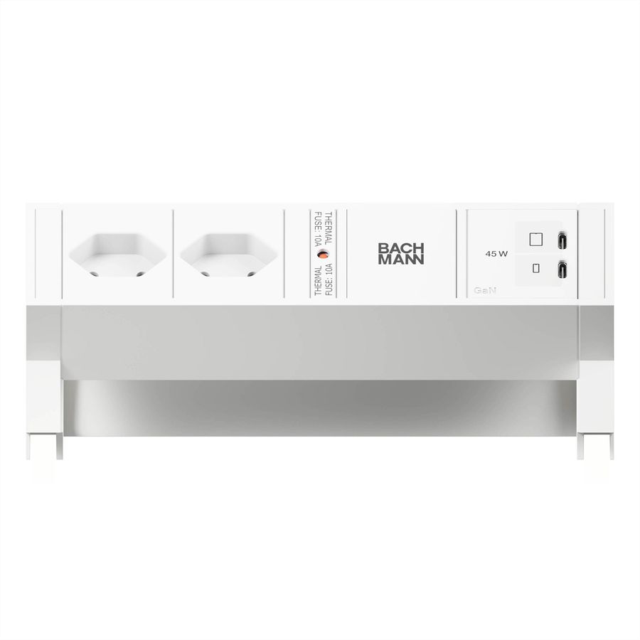 BACHMANN DESK2 white 2xCH 90°, 1x USB C/C 45W L=0.2m RAL9010