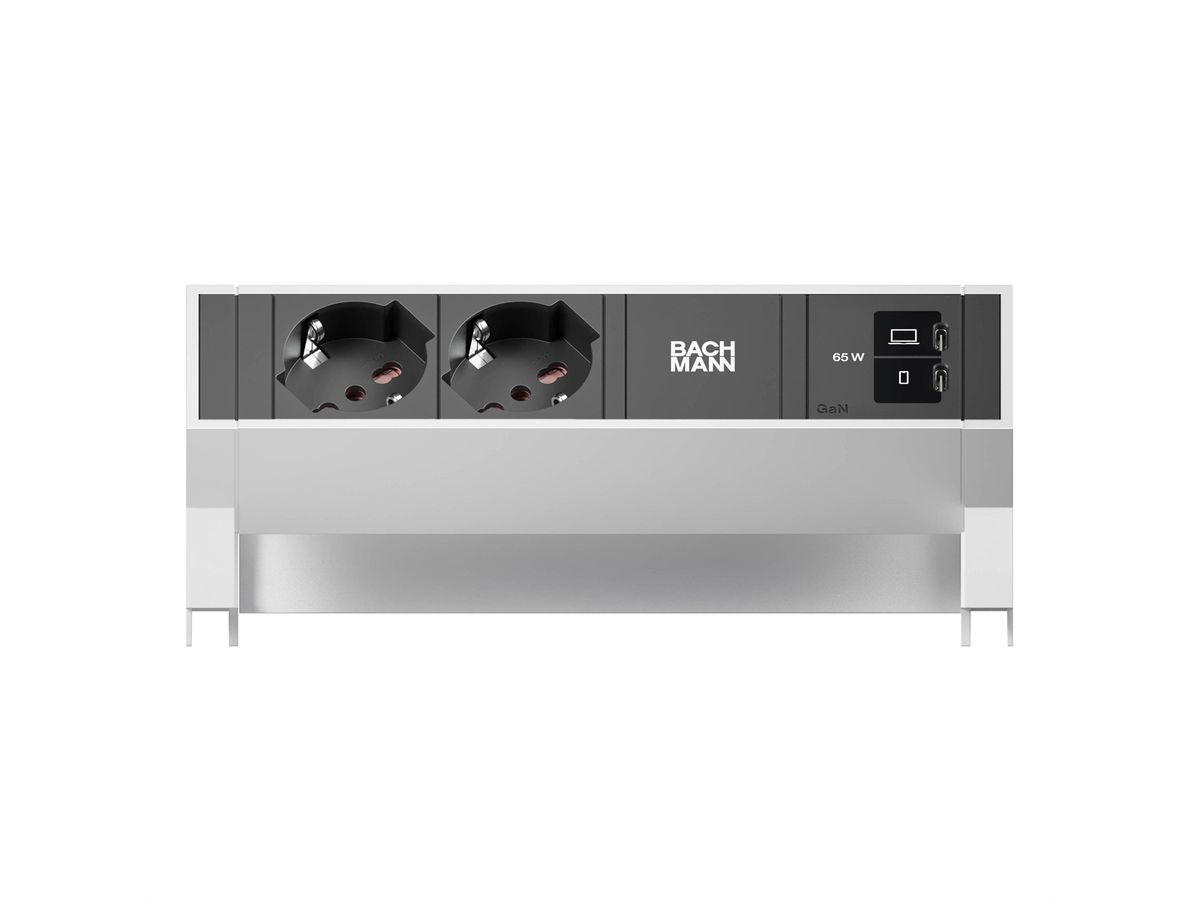 BACHMANN DESK2 2xP40 1xUSB C/C 65W, L=0.2m INOX