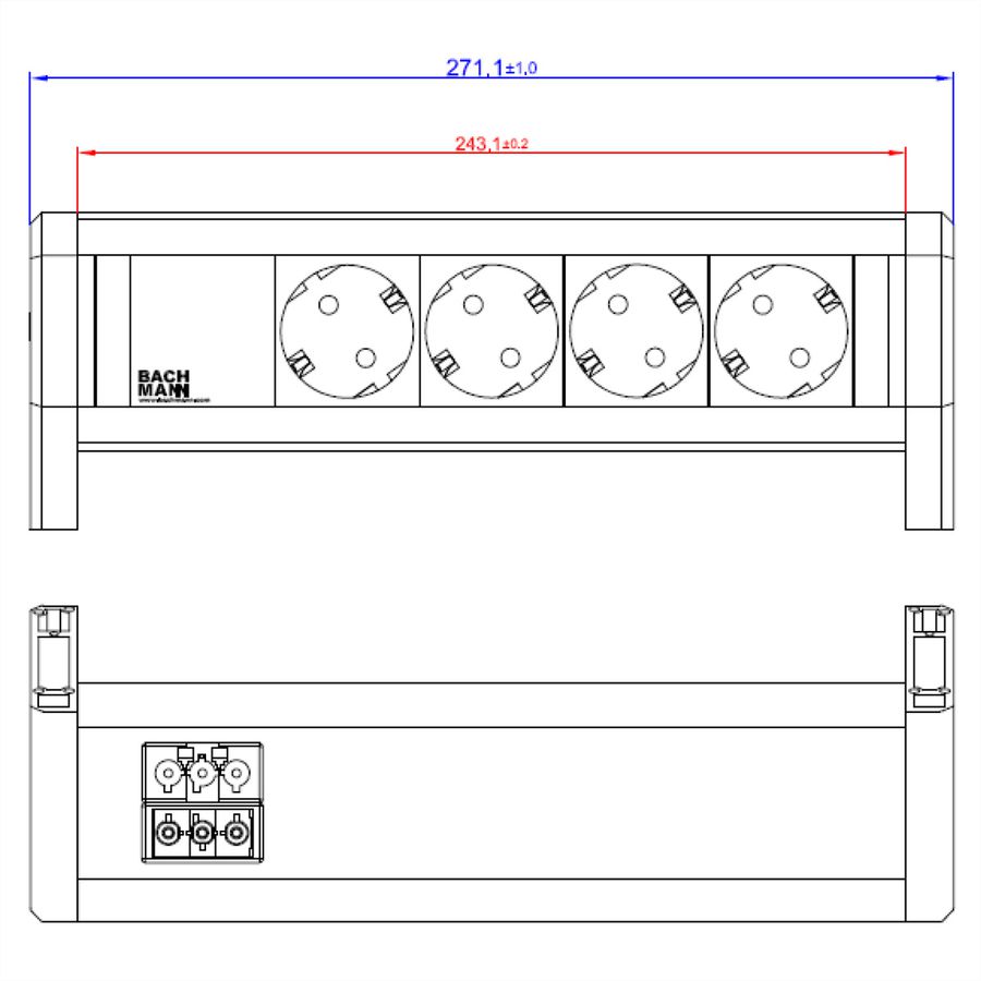 BACHMANN DESK 4x Geaard stopcontact