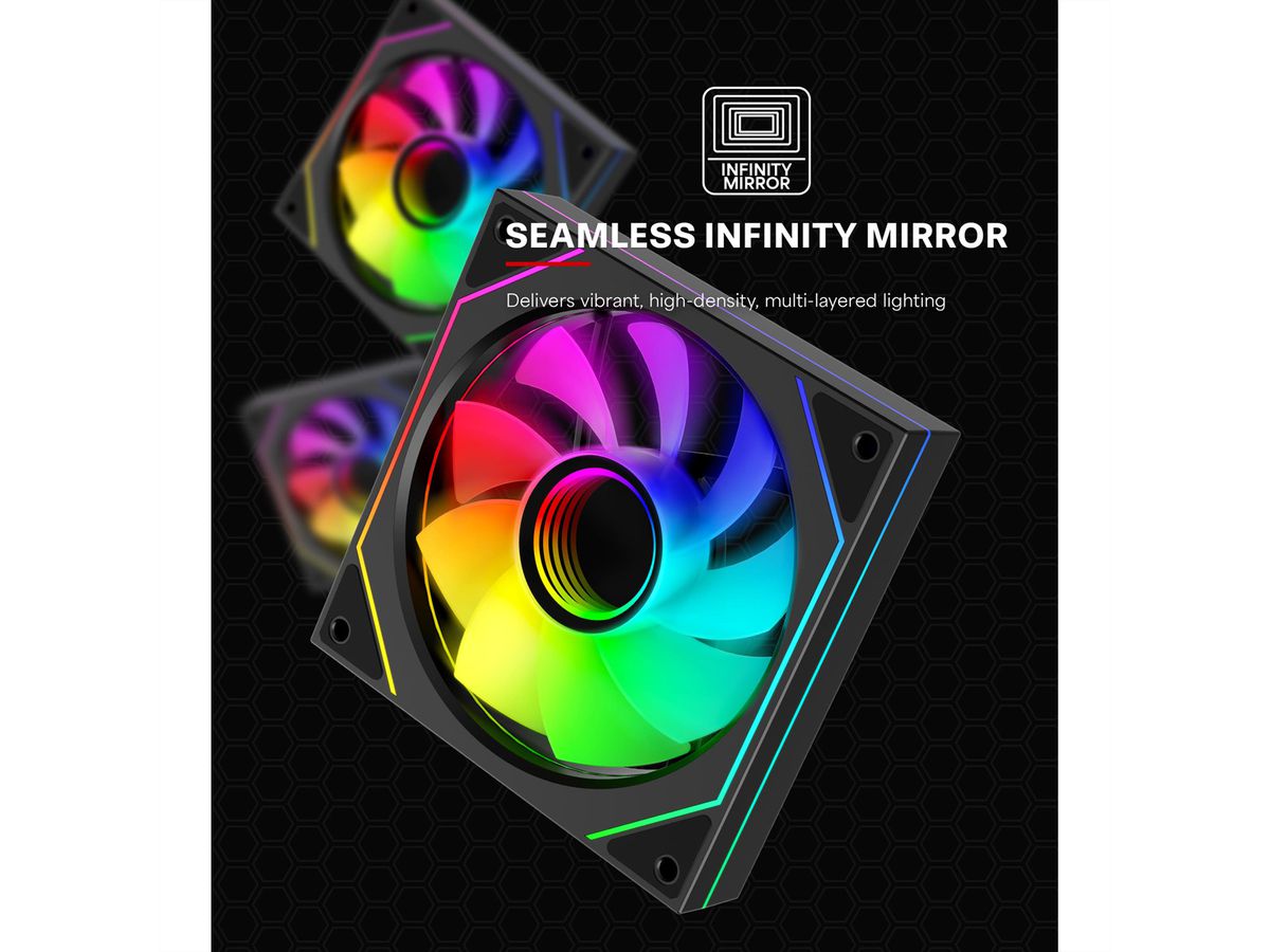 XILENCE XF078 Reverse Gehäuselüfter, mit Infinity-Mirror-Design