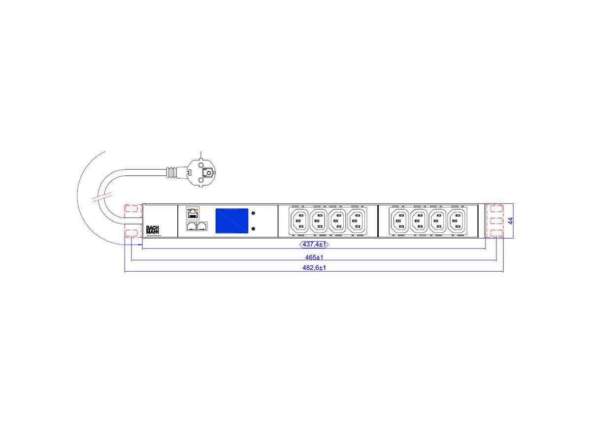 BACHMANN 19 inch 1U BN2000 8xC13, TCP/IP power 2.0m CEE7/7