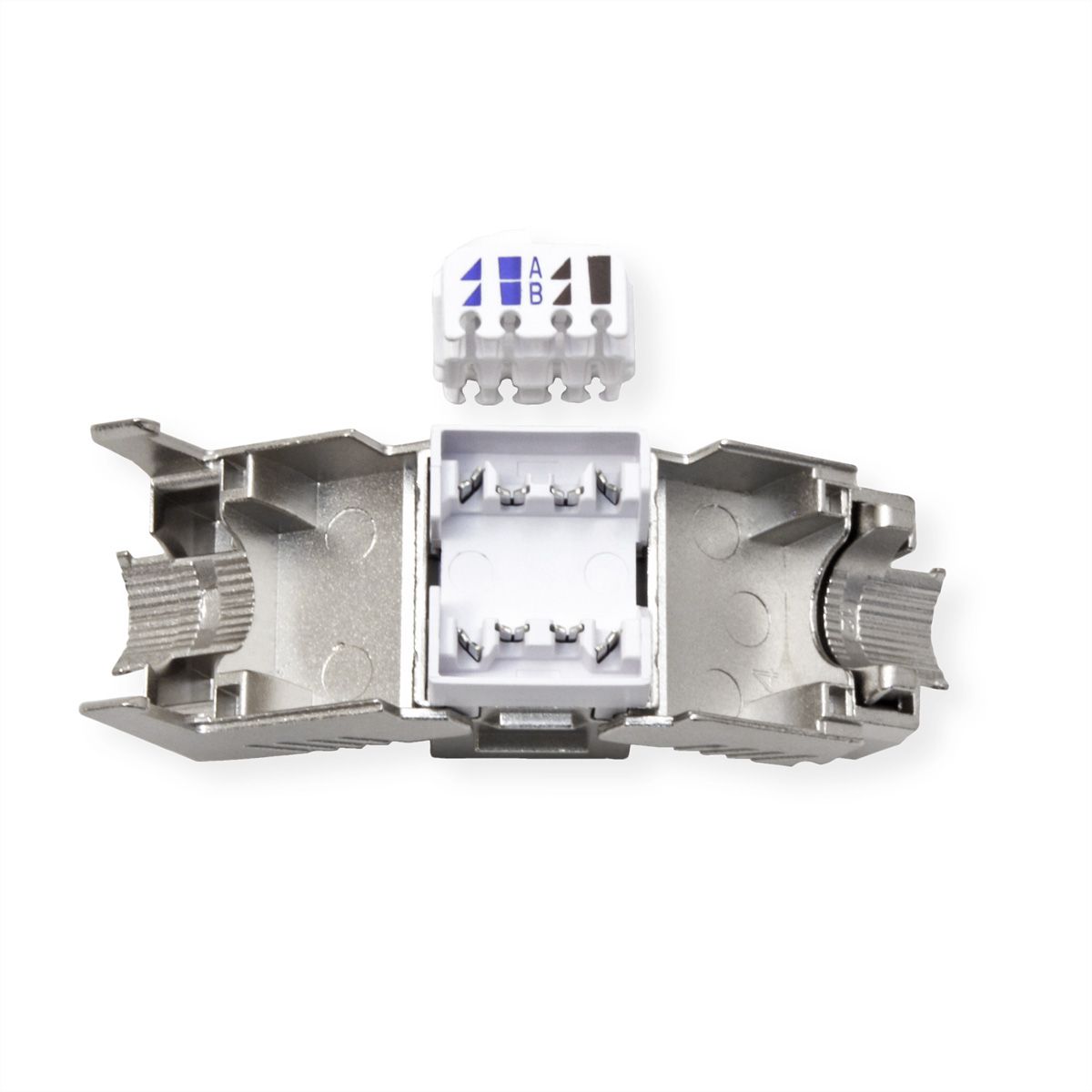 ROLINE Cat.6A (Class EA) Keystone, RJ-45, shielded, tool-free, GHMT, silver