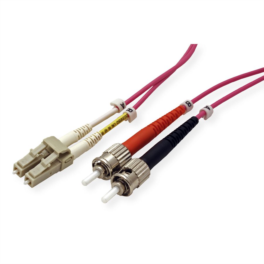 ROLINE Fibre Optic Jumper Cable, 50/125µm, LC/ST, OM4, violet, 0.5 m
