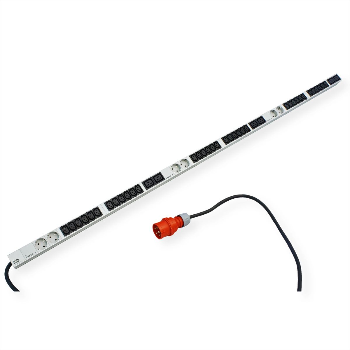 BACHMANN IT PDU ALU 1U 36x C13 6x earthing contact 6x C19LS CEE 3x 32A red