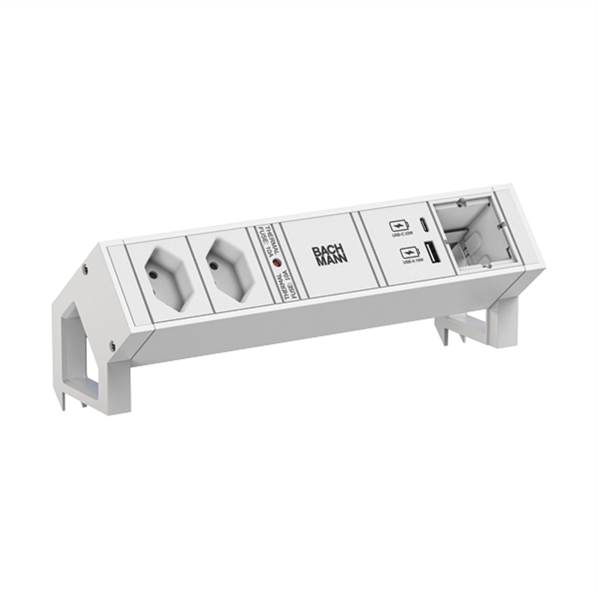 BACHMANN DESK2 wit 2xCH 1xUSB A/C 22W 1xCM 0,2m GST18 RAL9010