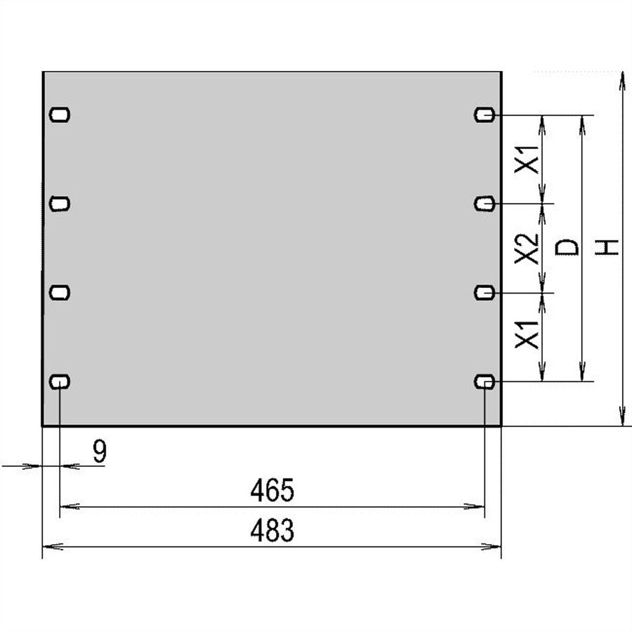 SCHROFF 19" Front Panel, 9 U, 4 mm, Al, Anodized