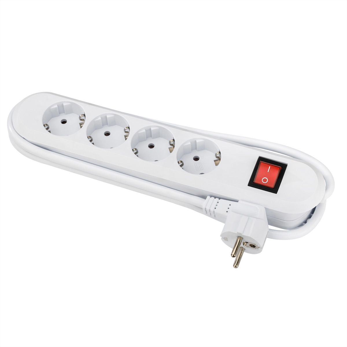 BACHMANN SMART stekkerdoos 4x geaard contact, met schakelaar, wit, 1,5 m
