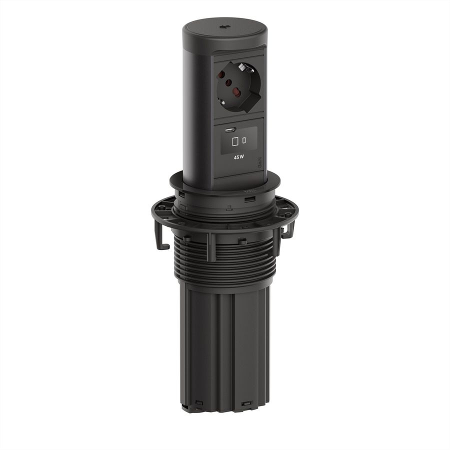 BACHMANN ELEVATOR2 1xP40 1xUSB C, Wireless Charger 15W RAL9005 0.5m ISV