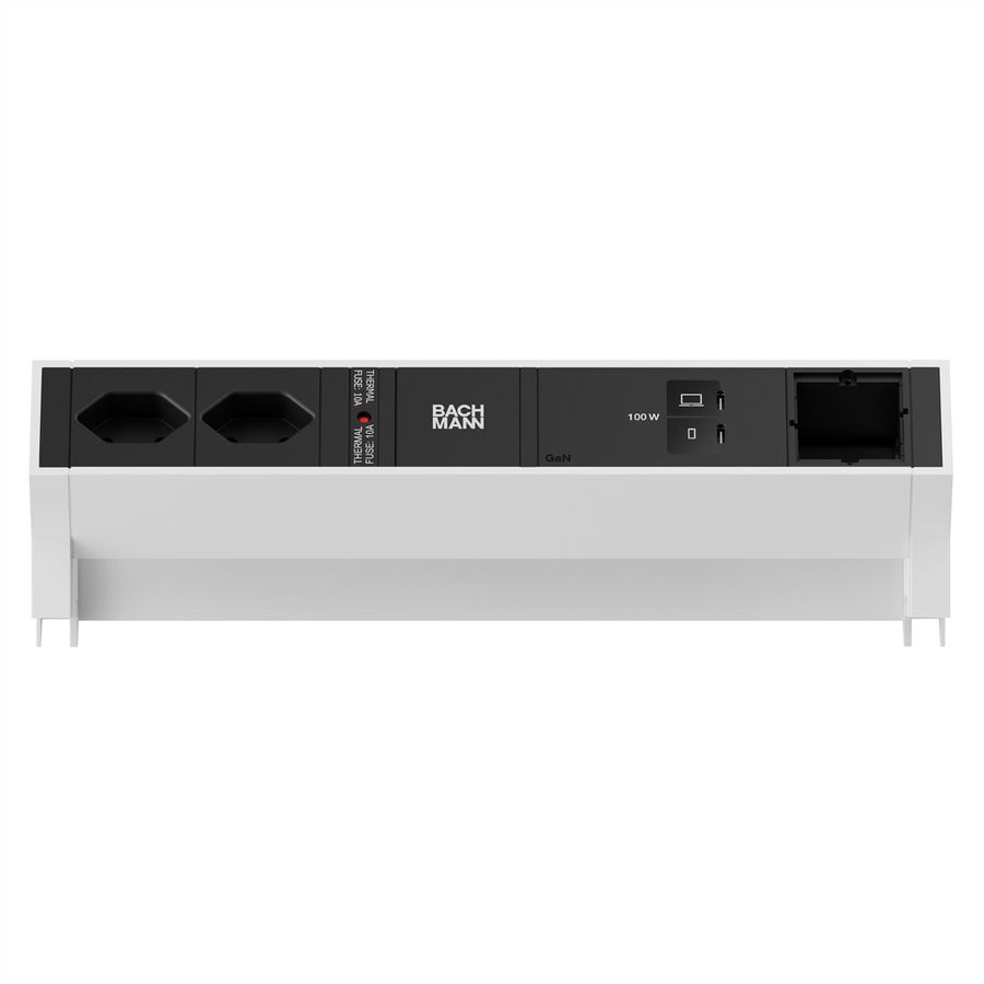 BACHMANN DESK2 2xCH 90° 1xUSB C/C 100W, 1xCM L=0.2m RAL9010