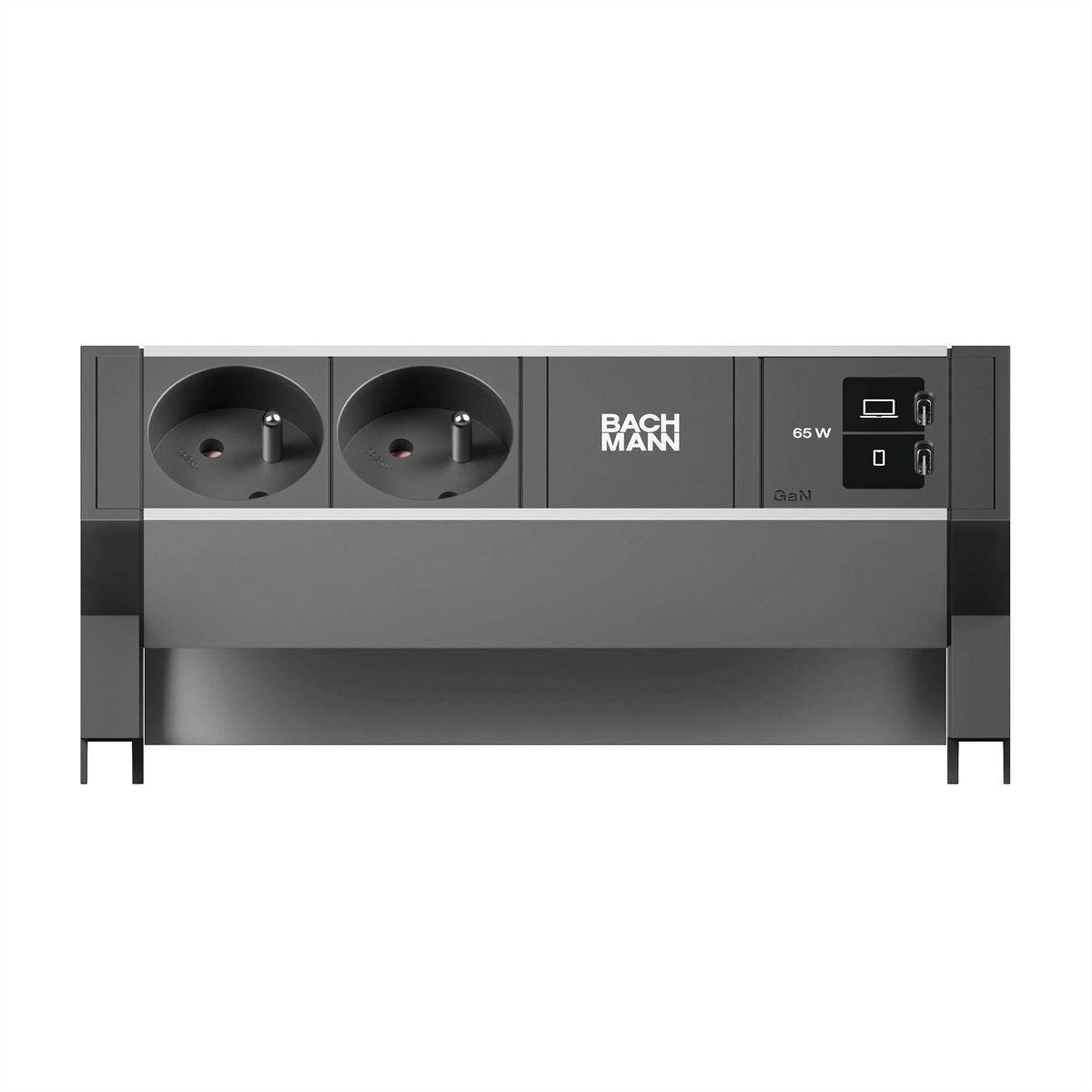 BACHMANN DESK2 ALU BLACK 2xUTE, 1xUSB C/C 65W L=0,2m