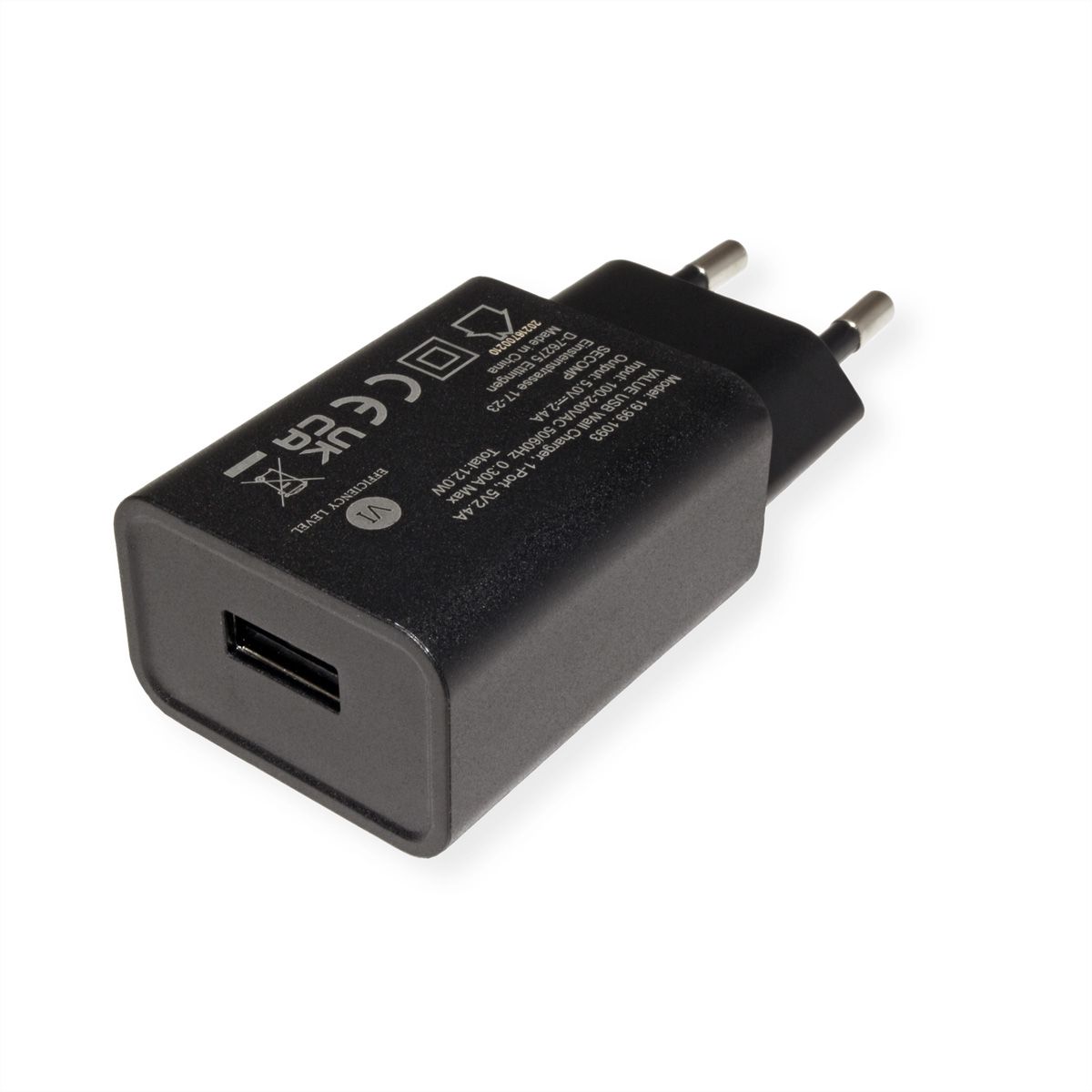 VALUE USB-oplader met eurostekker, 1-poort (Type A), 12W