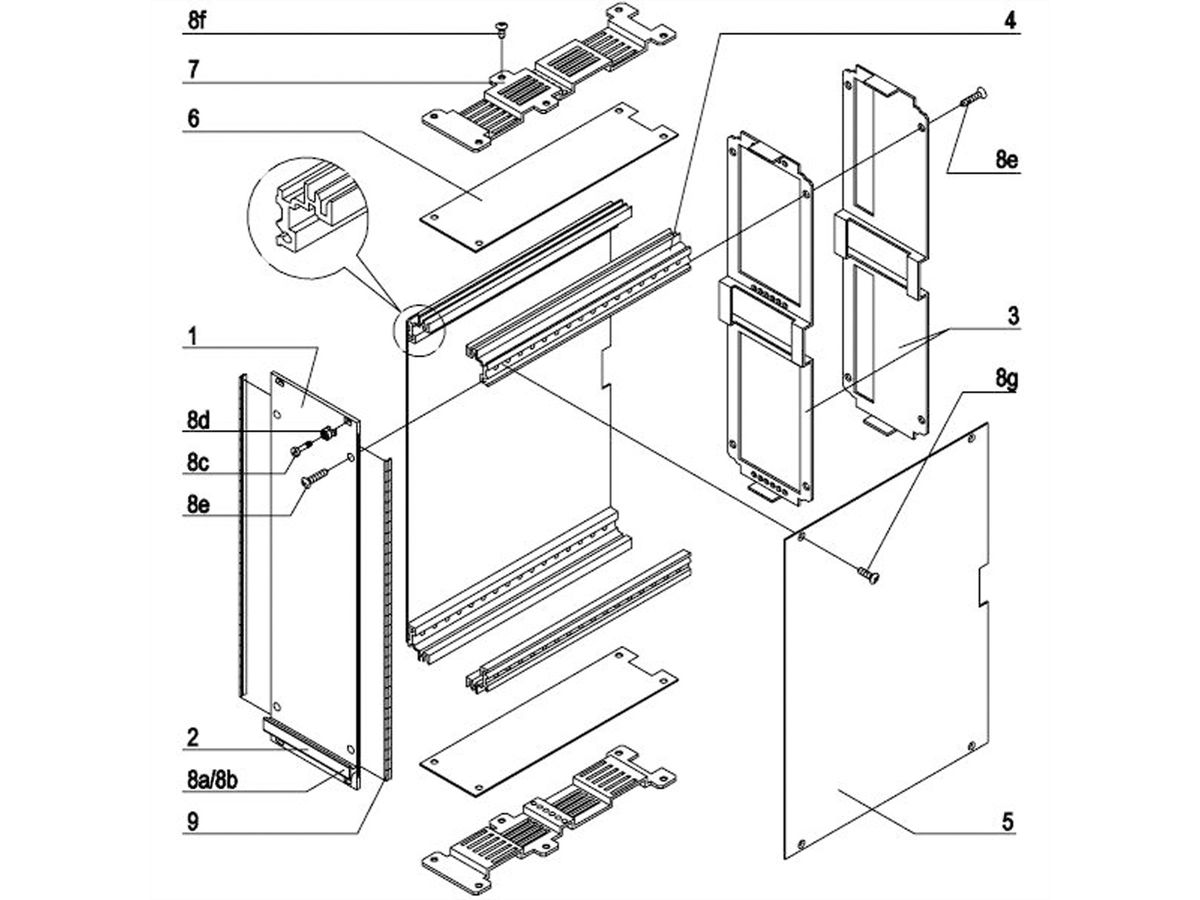 SCHROFF mounting material for a cassette - FASTENING SET CASSETTE 3U/6U