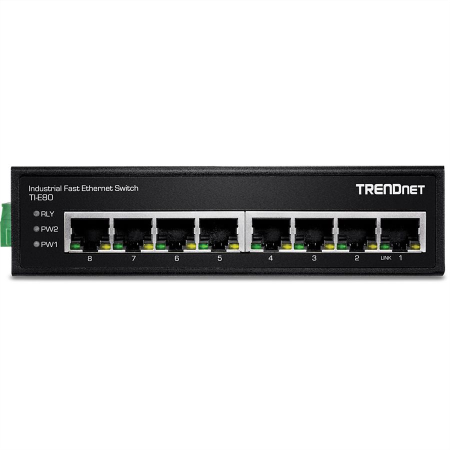 TRENDnet TI-E80 Industriële Fast Ethernet DIN-rail switch 8-poorts