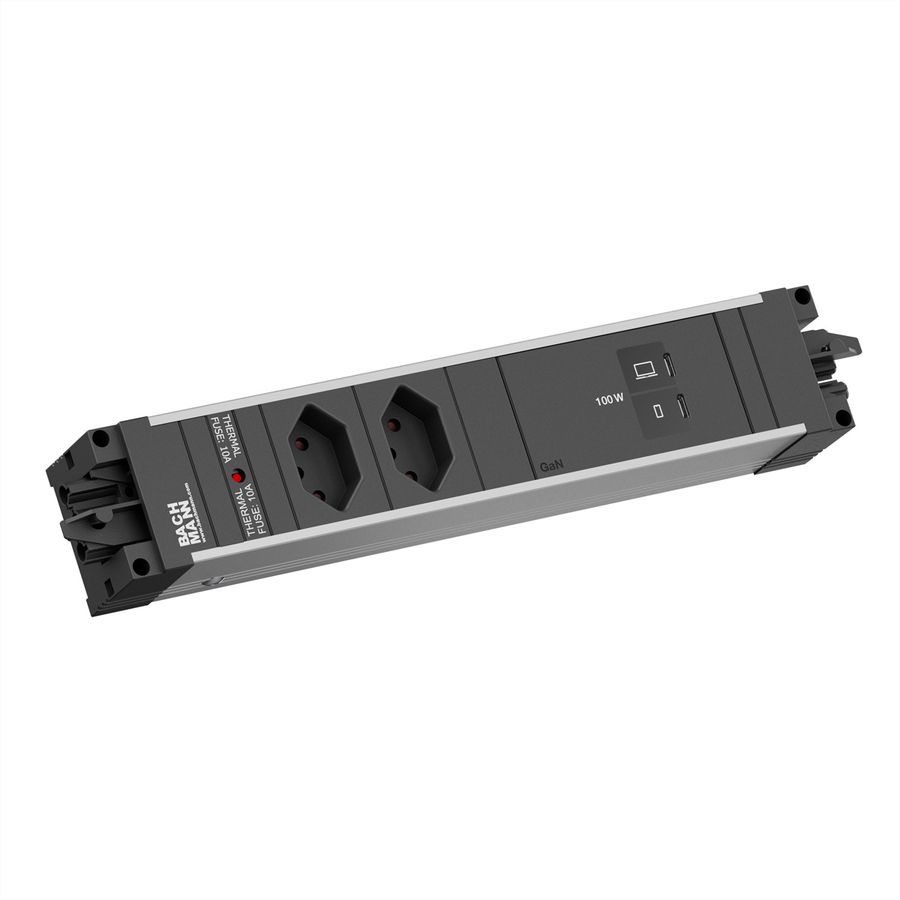 BACHMANN STEP ALU 2xCH 90°, 1x USB C/C 100W