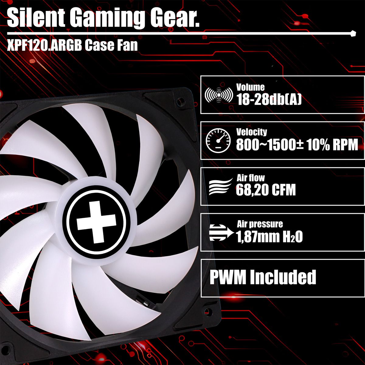 Xilence XPF120.ARGB 120mm PWM Case Fan, ARGB LED
