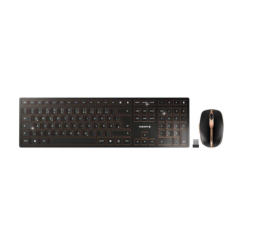 CHERRY DW 9100 SLIM toetsenbord Inclusief muis Universeel RF-draadloos + Bluetooth QWERTZ Duits Zwart