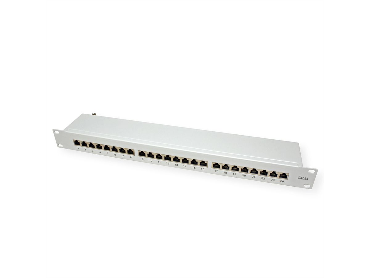 VALUE Cat.6A (Class EA) 19" Patch Panel, 24 Ports, STP, grey