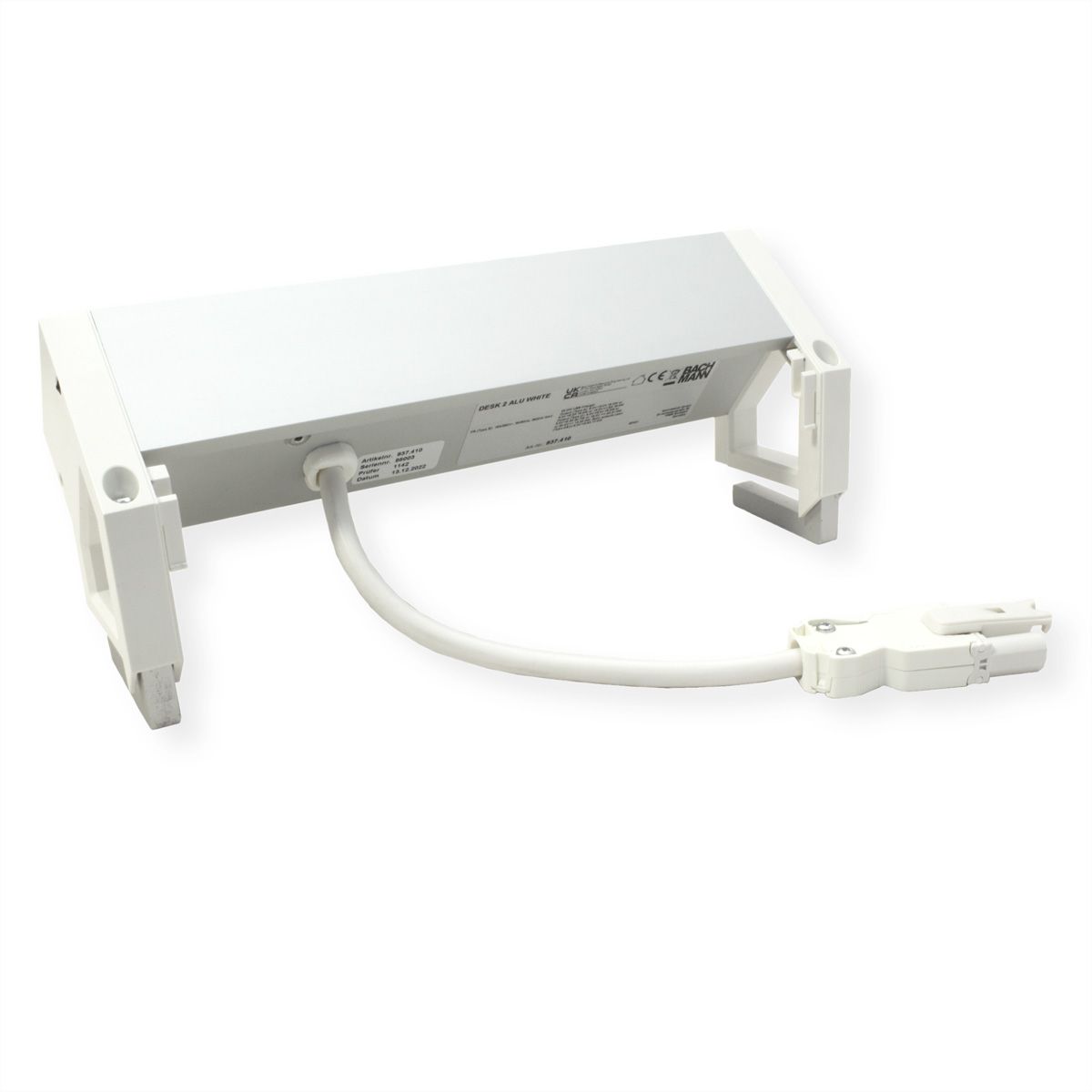 BACHMANN DESK2 ALU WHITE 2xUTE 1xUSB A/C 22W 1xswitch 0.2m