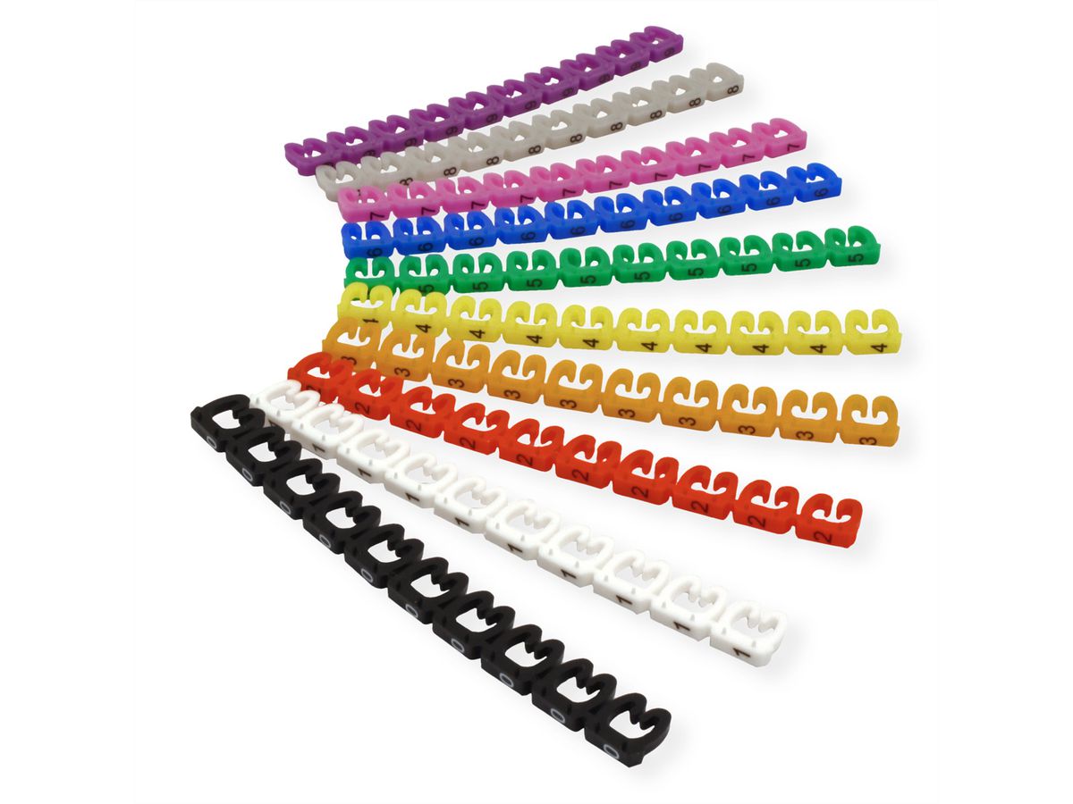 VALUE kabelmarkeerset voor patchkabels, 10 x 10 stuks, 4 - 5.5mm, veelkleurig