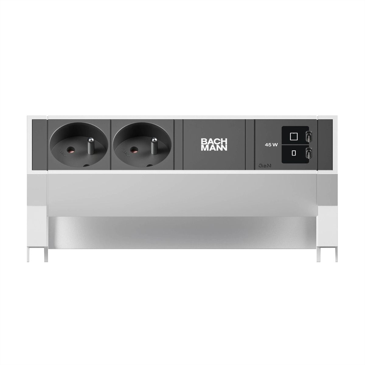 BACHMANN DESK2 2xUTE 1xUSB C/C 45W, L=0,2m INOX