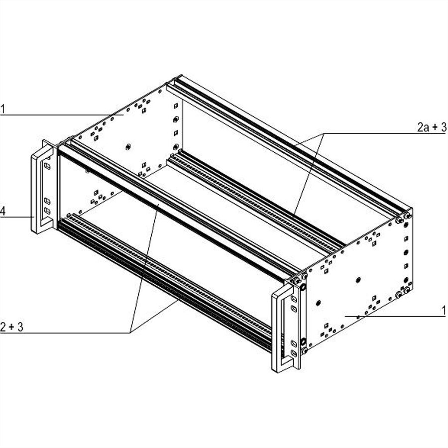 SCHROFF EuropacPRO 19" Subrack Kit for Railway, Retrofit Shielding, EN 50155, 3 U, 84 HP, 235 mm