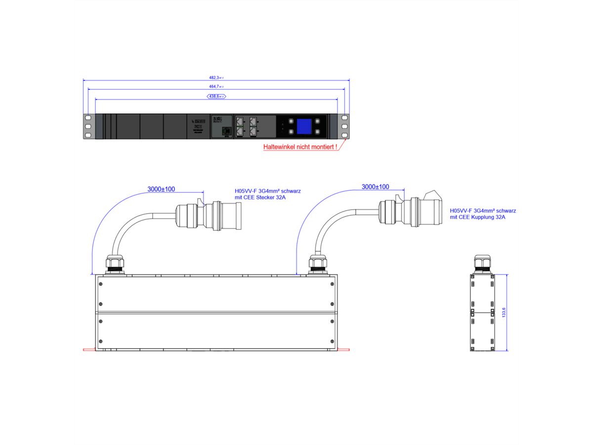 BACHMANN BN3000-XXL RCM Slv.3G4mm CEE32A, Meting per fase, diff meting