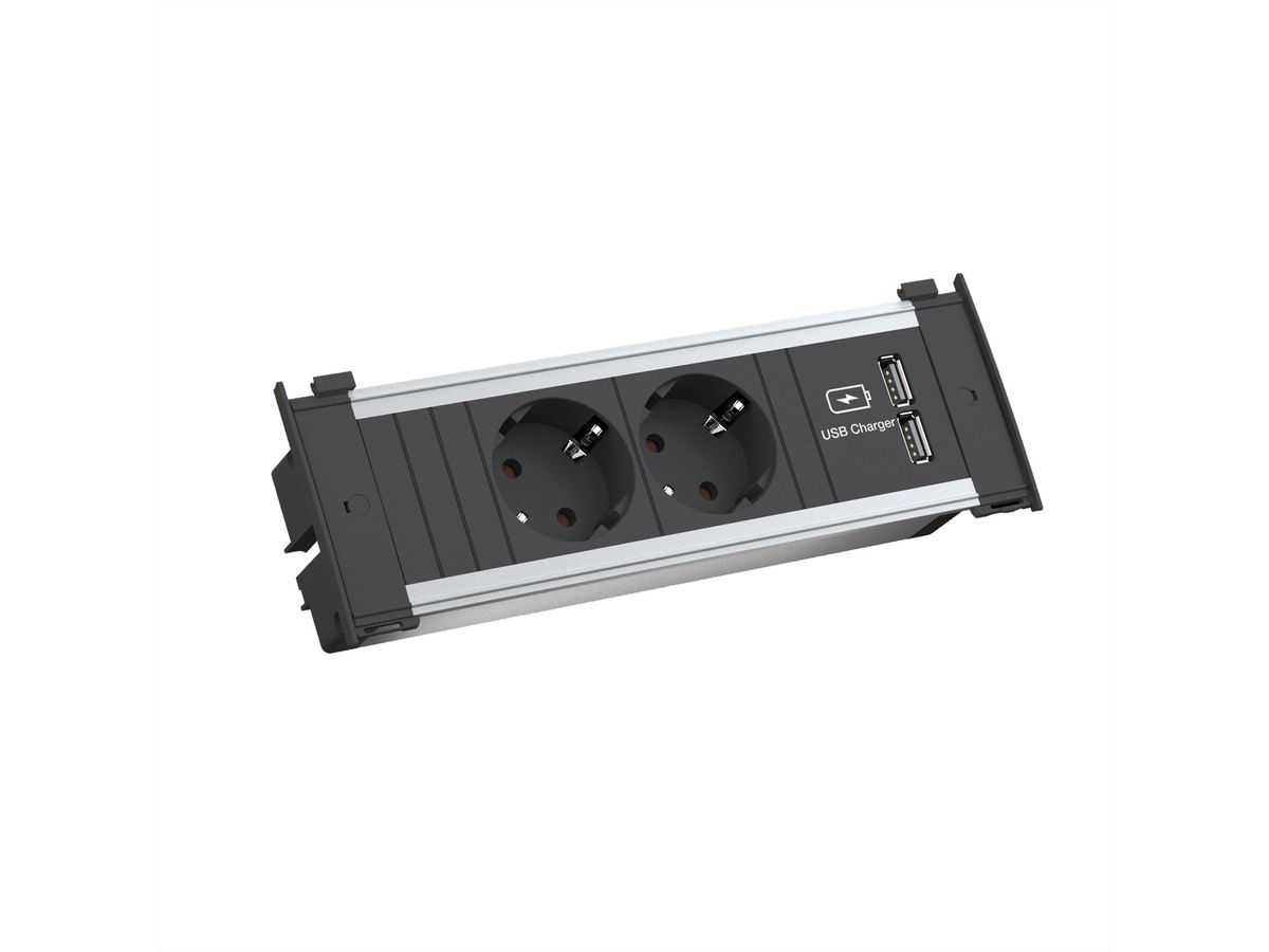 BACHMANN KAPSA Klein 2x geaard stopcontact 1x USB oplader, GST18 Stekker