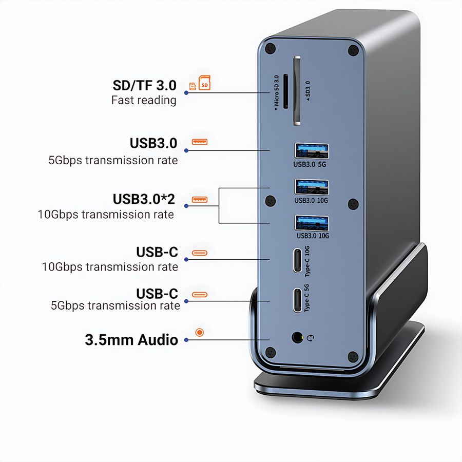VALUE Dockingstation USB-C, HDMI/DP 4K60, Gigabit Ethernet, USB-A, USB-C, PD, SD/microSD, Audio