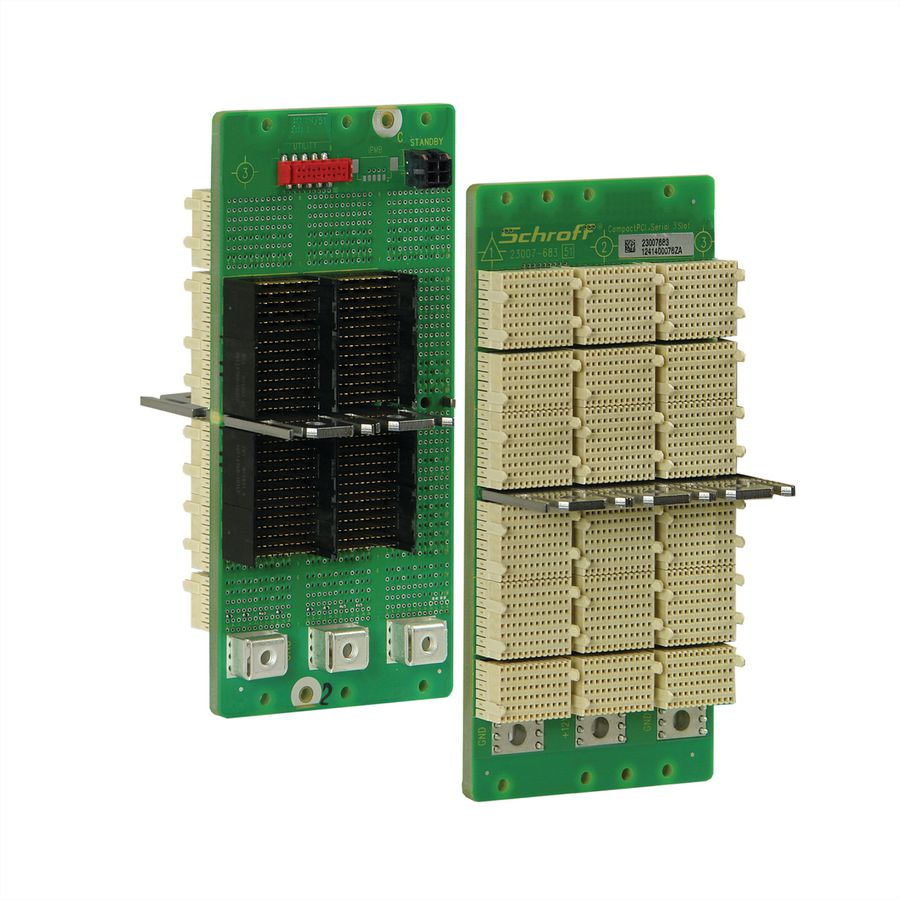 SCHROFF CPCI seriële backplane, 3 HE, 3 sleuven, systeemsleuf links, full-mesh, met RIO