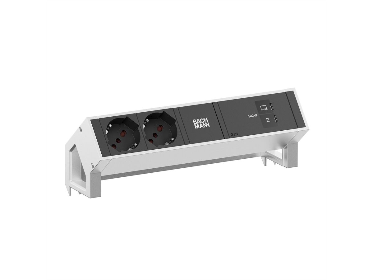 BACHMANN DESK2 2xP40 1xUSB C/C 100W, L=0.2m INOX