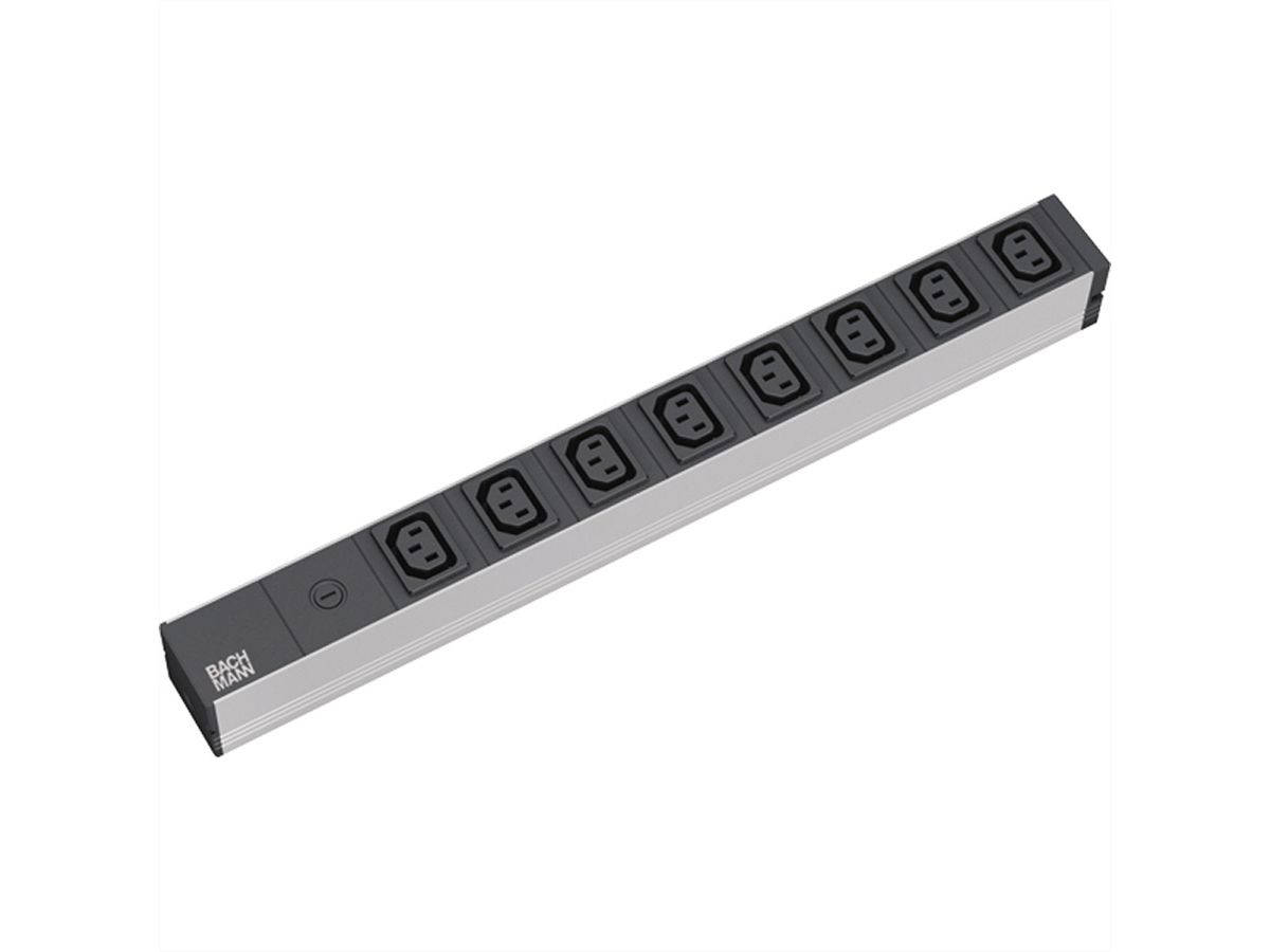 BACHMANN 19" socket strip 8x C13 sockets, with earthing contact plug, 10A fuse