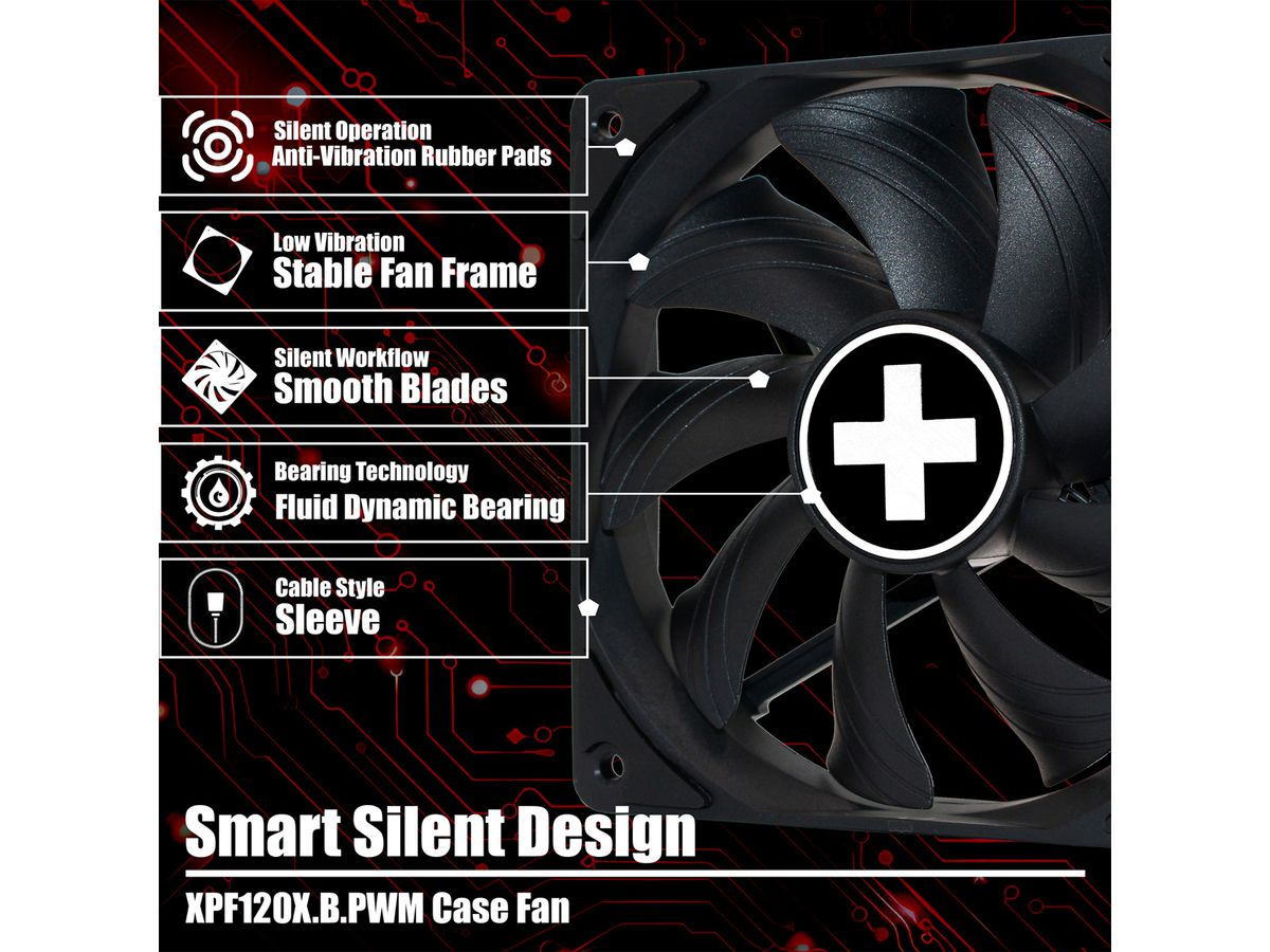 Xilence XPF120X.B.PWM 120mm PWM FDB Case Fan, 4PIN, black