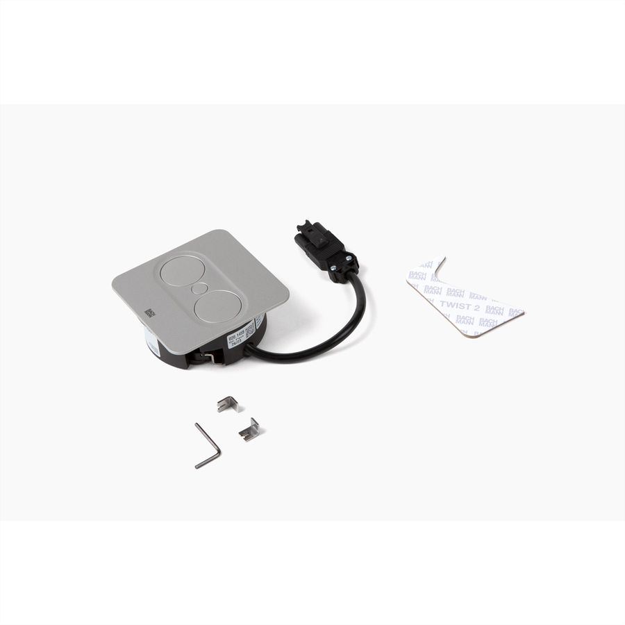 BACHMANN TWIST 2 1xCEE7/3 1xUSB A/C 22W 0.2m GST18 silver square
