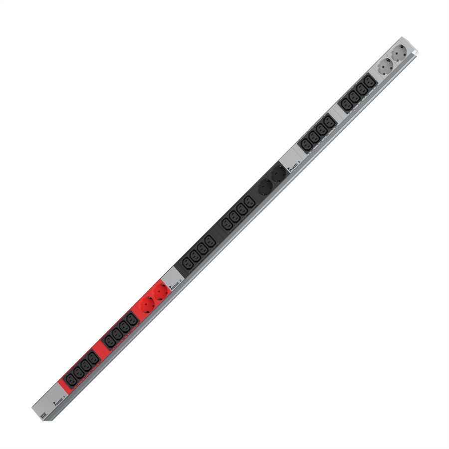 BACHMANN IT PDU ALU 1U 24x C13 6x earthing contact CEE 3x 16A red