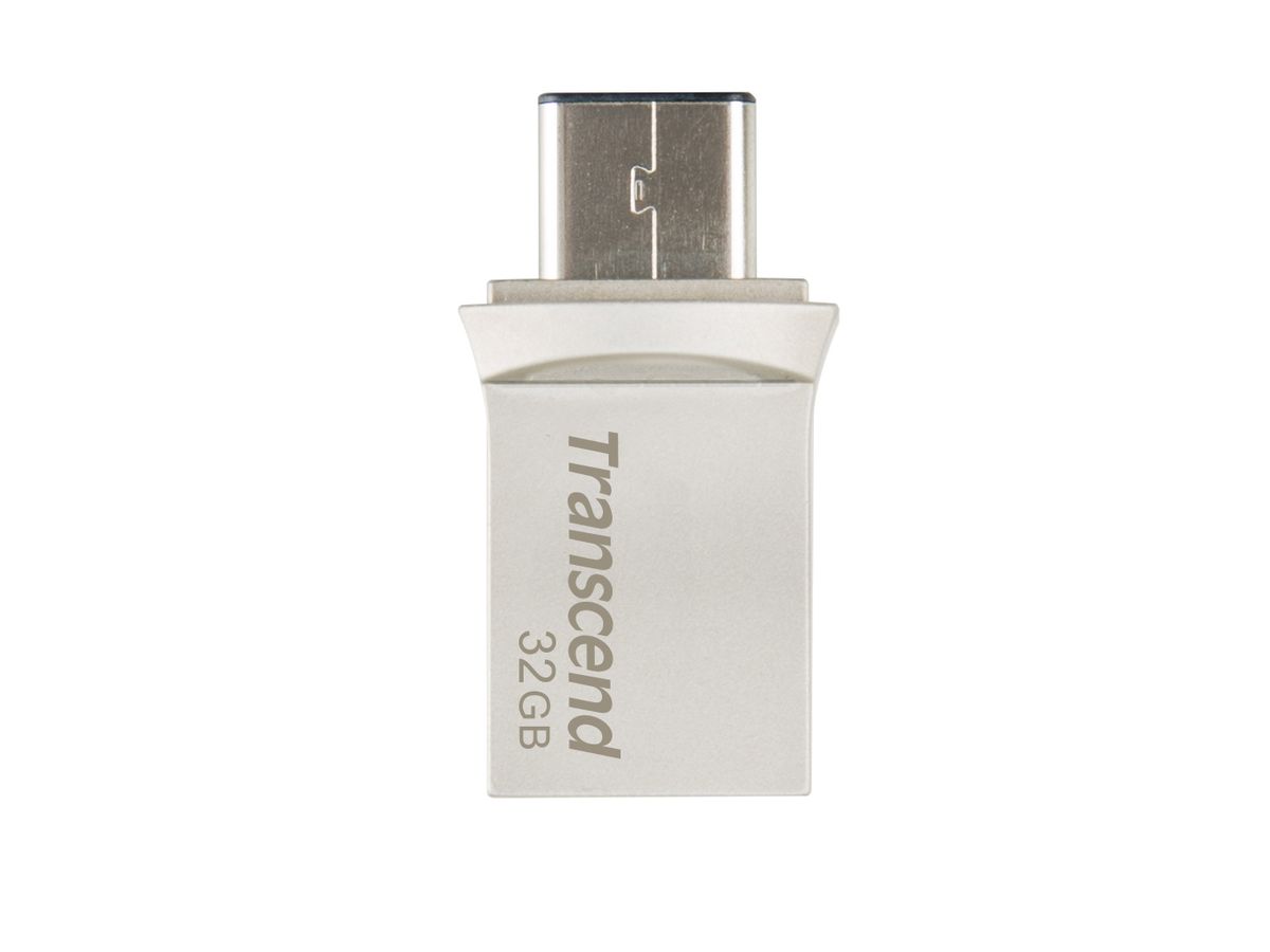 Transcend JetFlash 890 32GB USB flash drive USB Type-A / USB Type-C 3.2 Gen 1 (3.1 Gen 1) Zwart, Zilver
