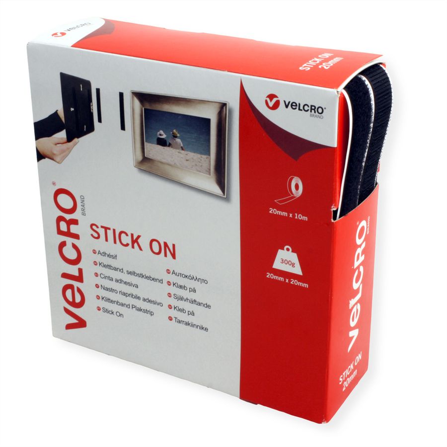 VELCRO® zelfklevend klittenband 20 mm x 10 m zwart