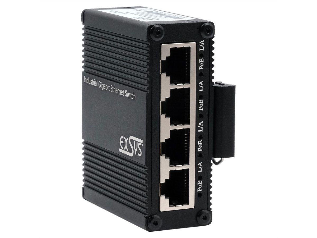 EXSYS EX-62021PoE-P 5-Port Industrial Gigabit Micro Switch mit Pass-Through, unmanaged