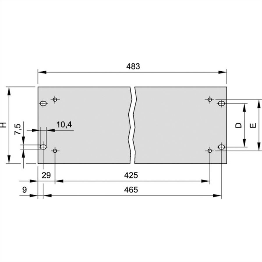 SCHROFF 19" voorpaneel met gaten voor handgrepen, 1 HE, 3 mm, Al, geanodiseerd, onbehandelde randen