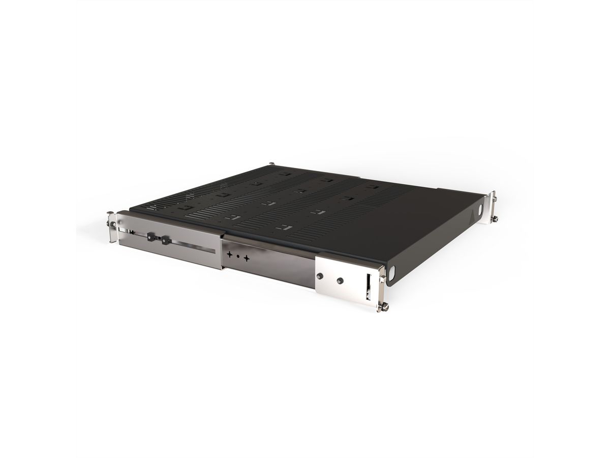 SCHROFF 19" telescopisch plateau voor Varistar, Novastar, Eurorack, 70 kg, RAL 7021, 553W 600D