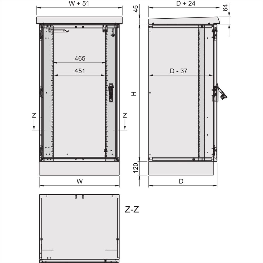 SCHROFF Outdoor Comline ECL kast met sokkel, 600H 600B 500D