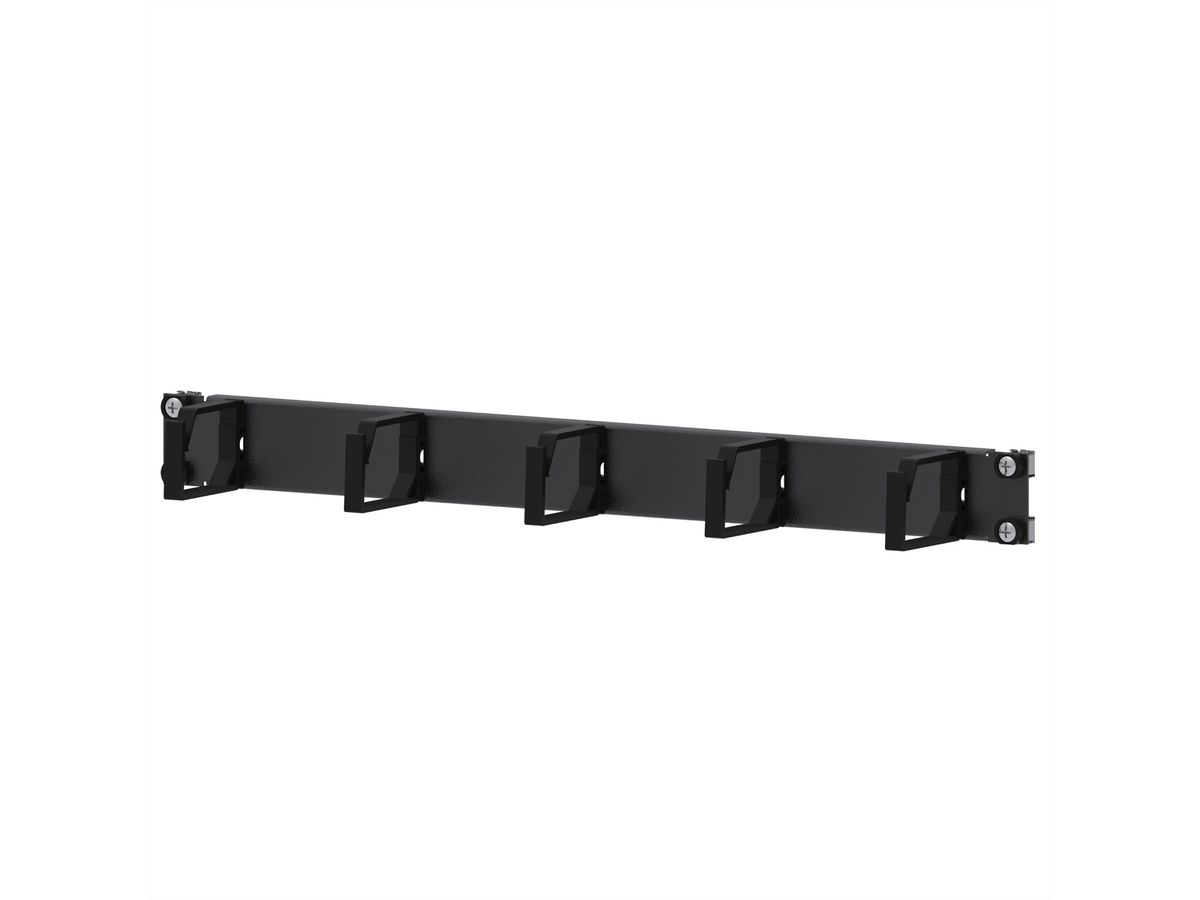 19" rangeerpaneel 1HE met 5 kabelogen, kunststof, zwart
