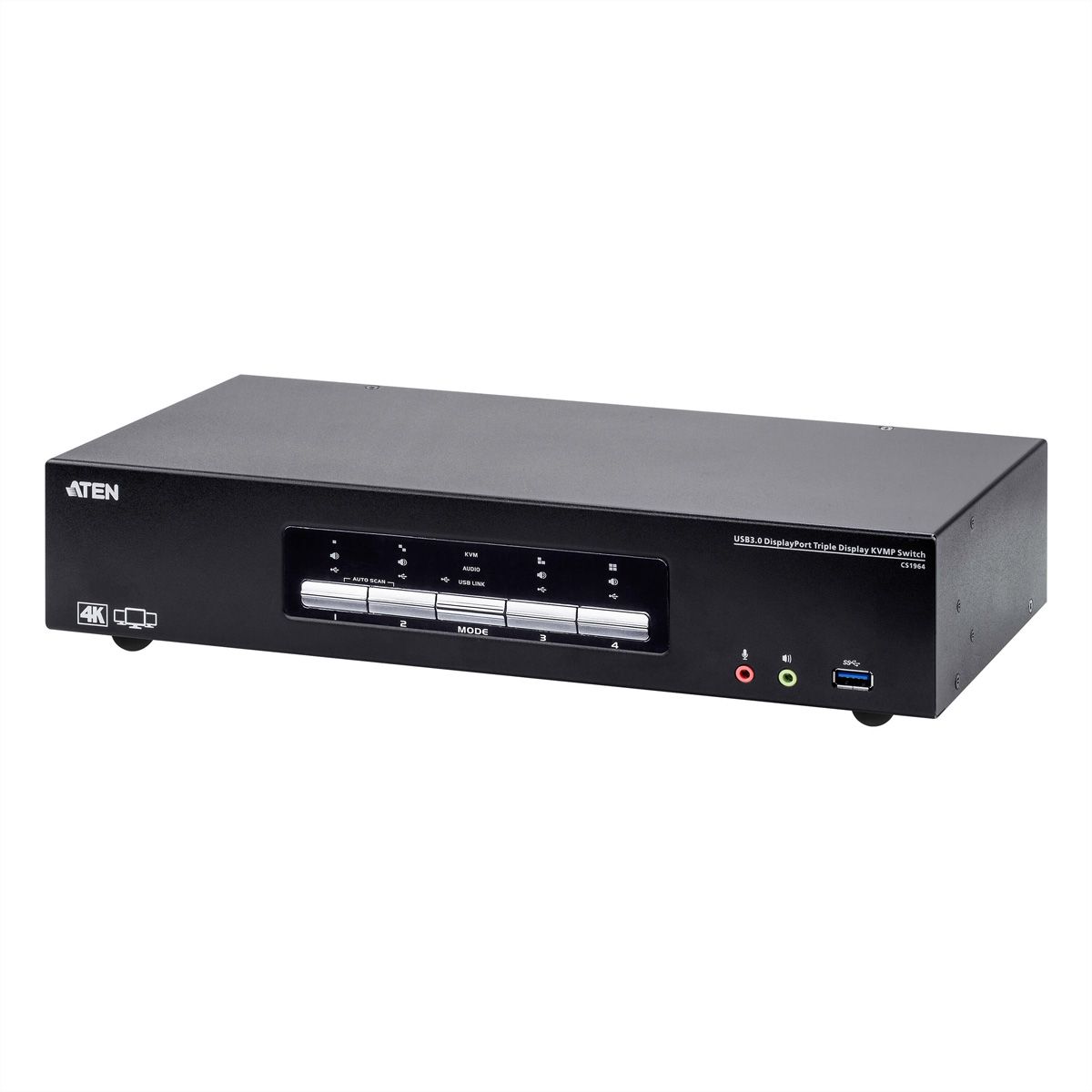 ATEN CS1964 4-poorts USB 3.0 4K DisplayPort KVM switch met 3-voudige weergave