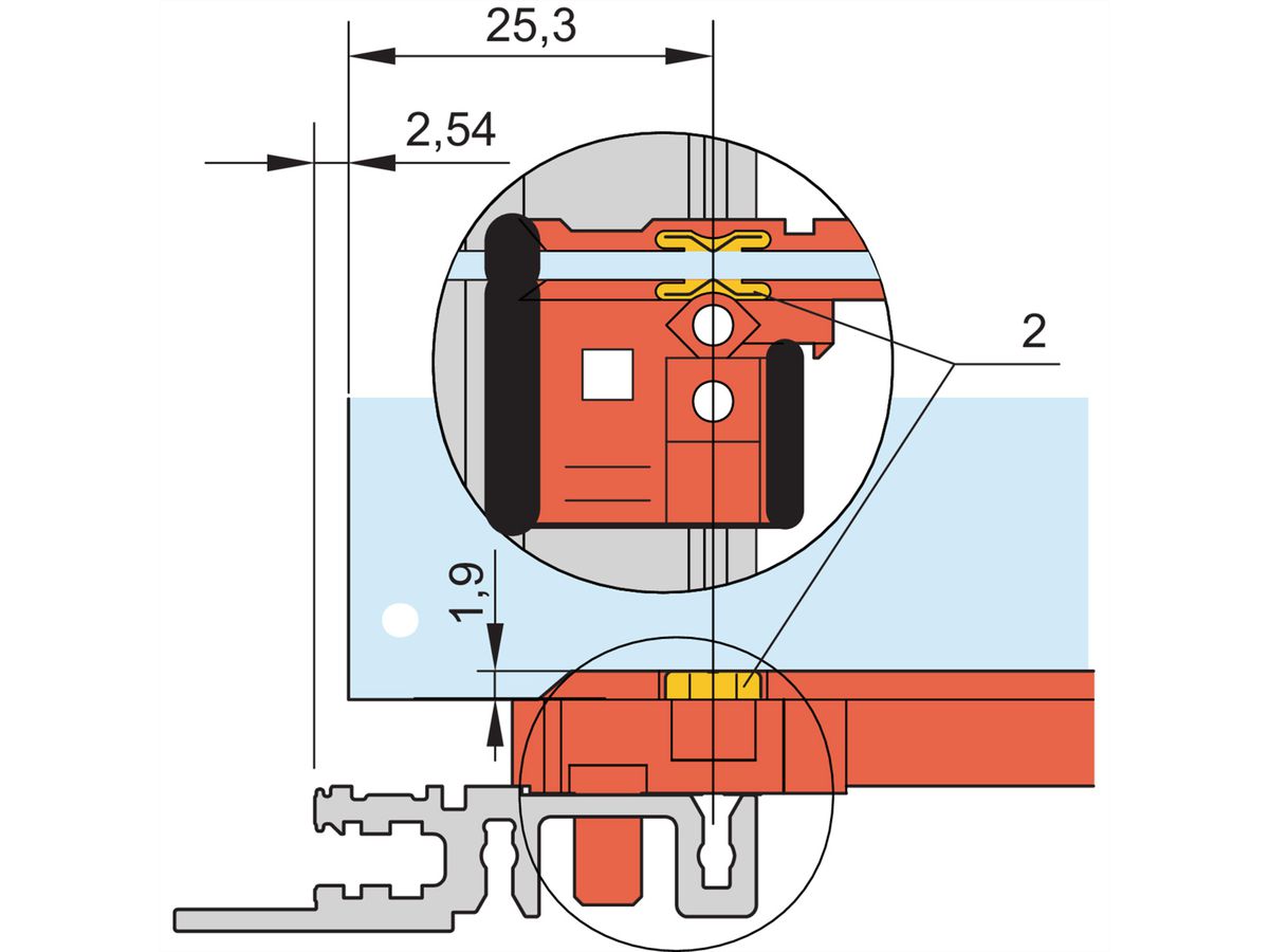 GUIDE RAIL ACCY 220T 2MM RED